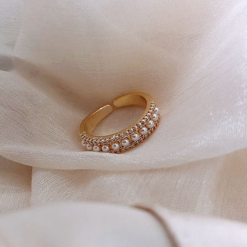 Martina - Gold Pearl Ring for Women