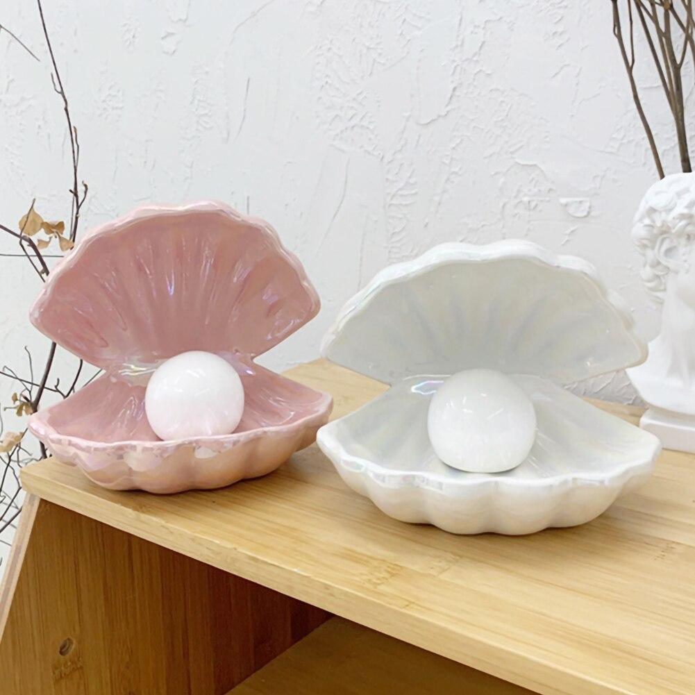 ShellGlow Lamp - Elegant Ceramic Shell Light with Pearl Glow