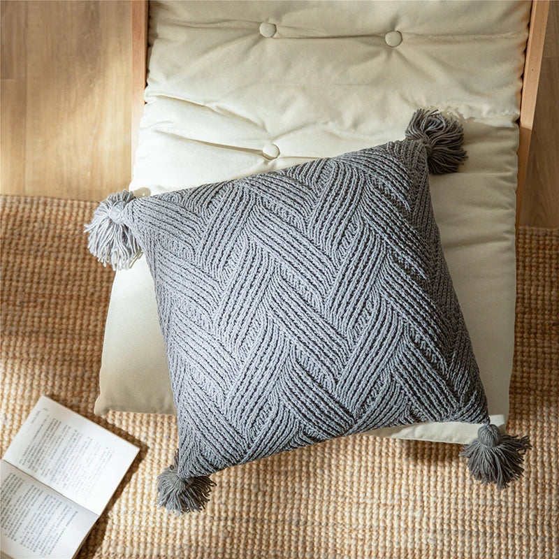 Nordic Pompom Cushion Cover - Chenille Pompom Trim