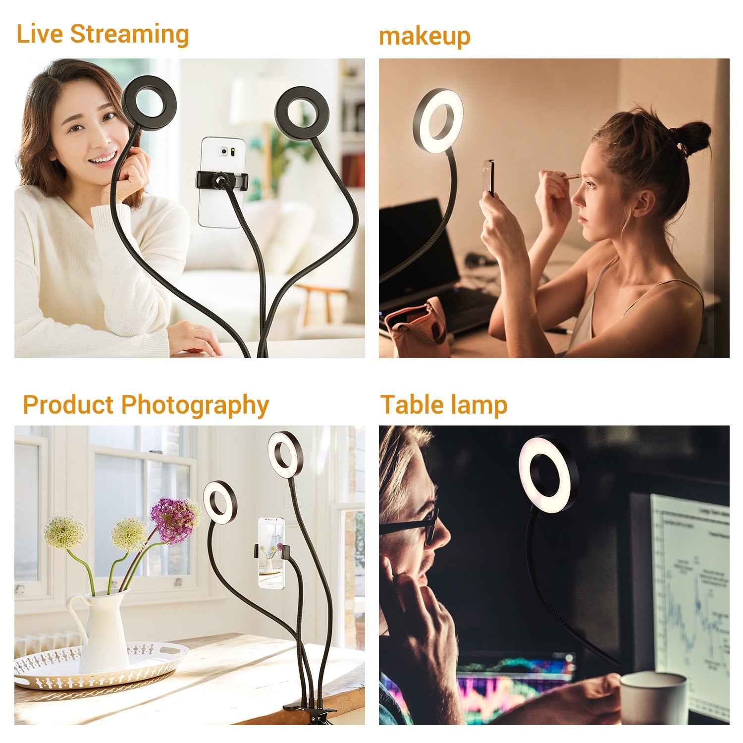 LED Selfie Ring Light - Flexible Clip-On Light