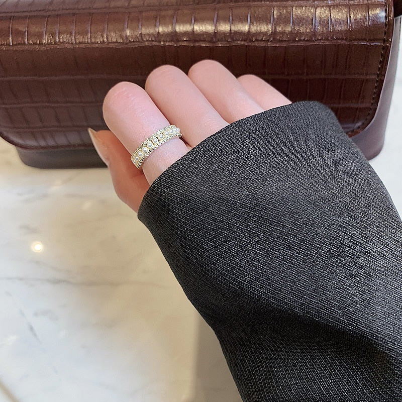 Martina - Gold Pearl Ring for Women
