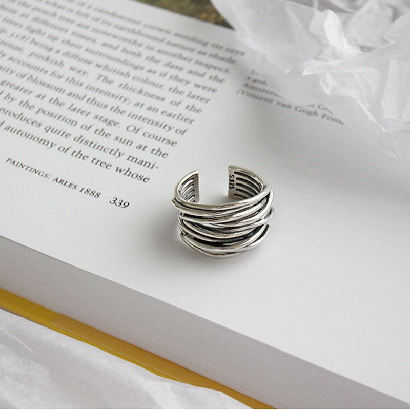 Liora - Adjustable Silver Stacking Ring for Women