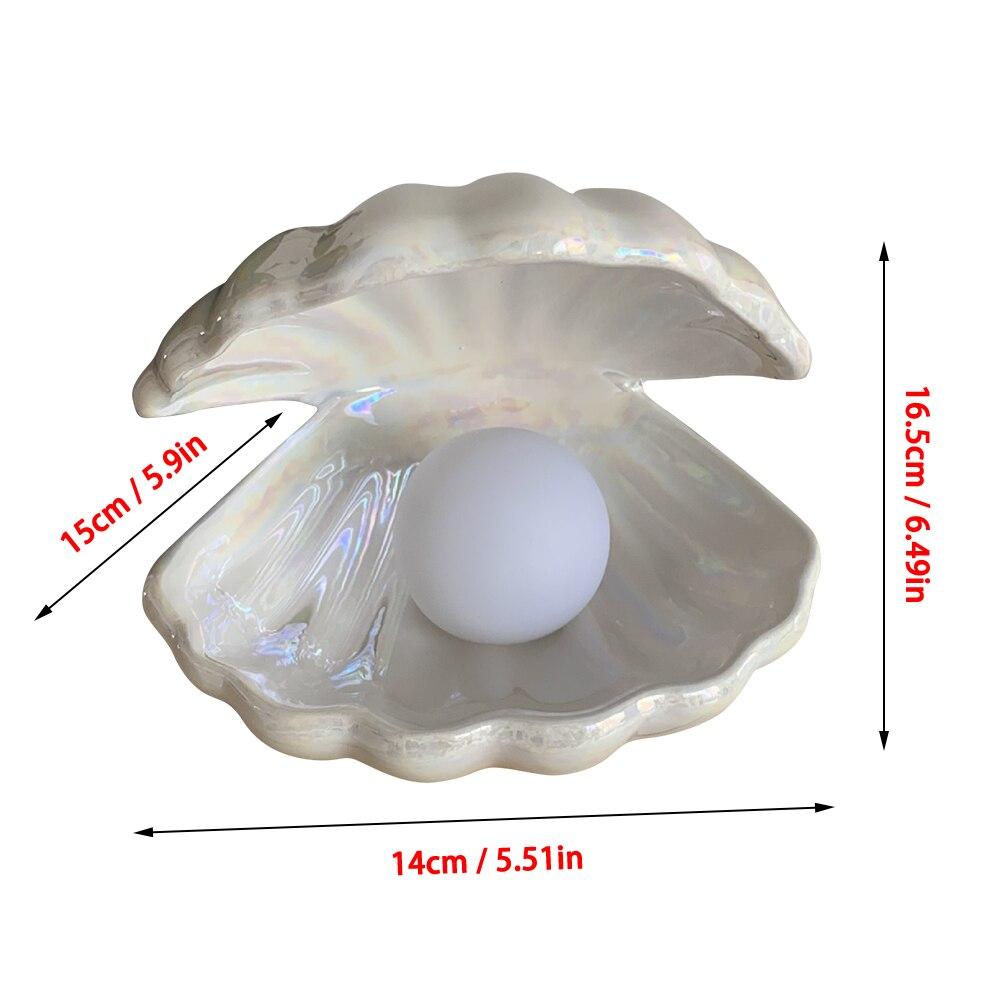 ShellGlow Lamp - Elegant Ceramic Shell Light with Pearl Glow