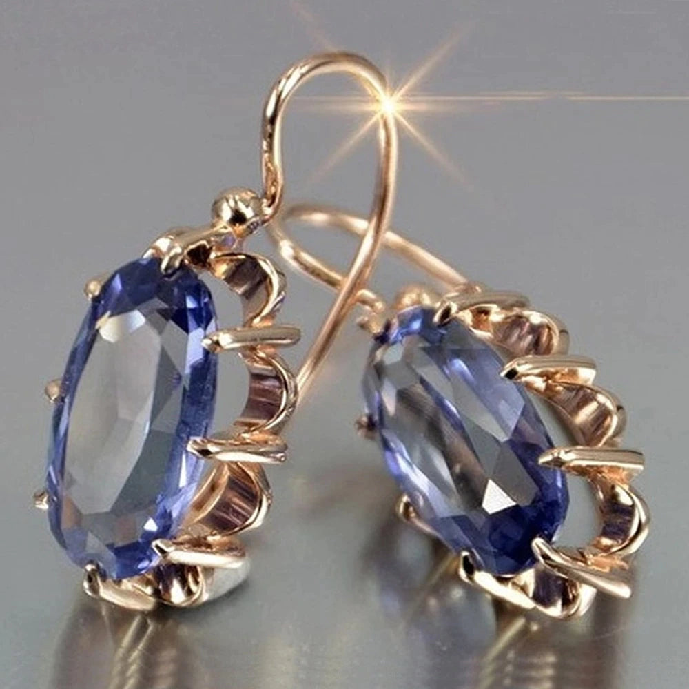 Lina - Oval Zirconia 18K Gold Plated Earrings for Women
