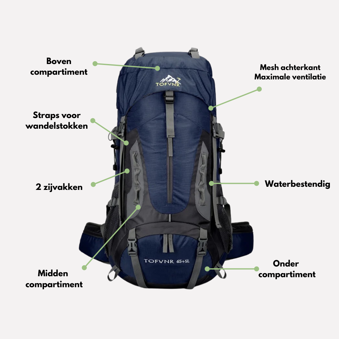 TrailBlazer Backpack - Waterproof 65L Hiking Rucksack