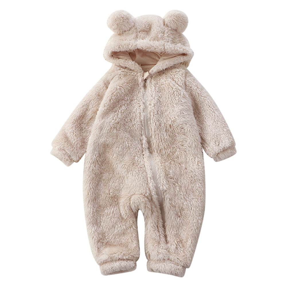 SnuggleBear - Winter Baby Romper with Bear Hood