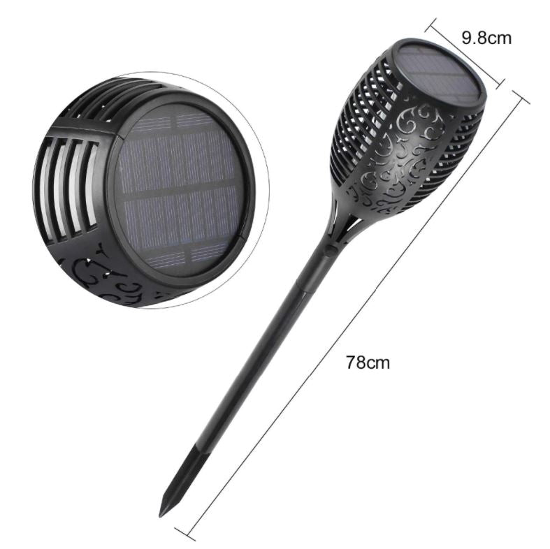 Solar Garden Torch Lights - 96 LED Flame, 4 Pack