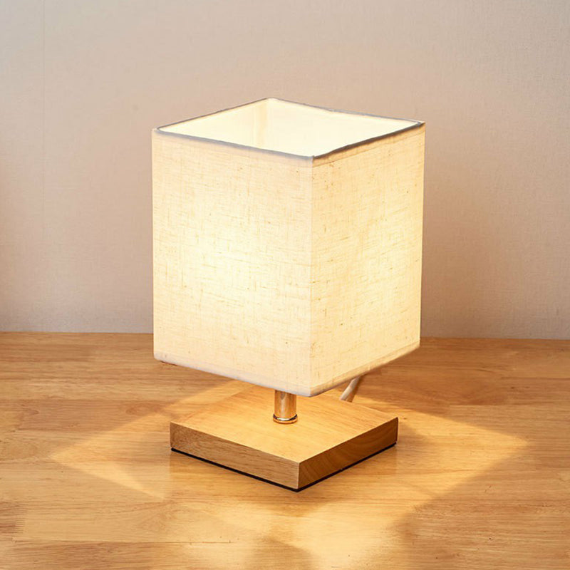 LinenCraft | Elegant Minimalist Wood and Flax Bedside Table Lamp 2