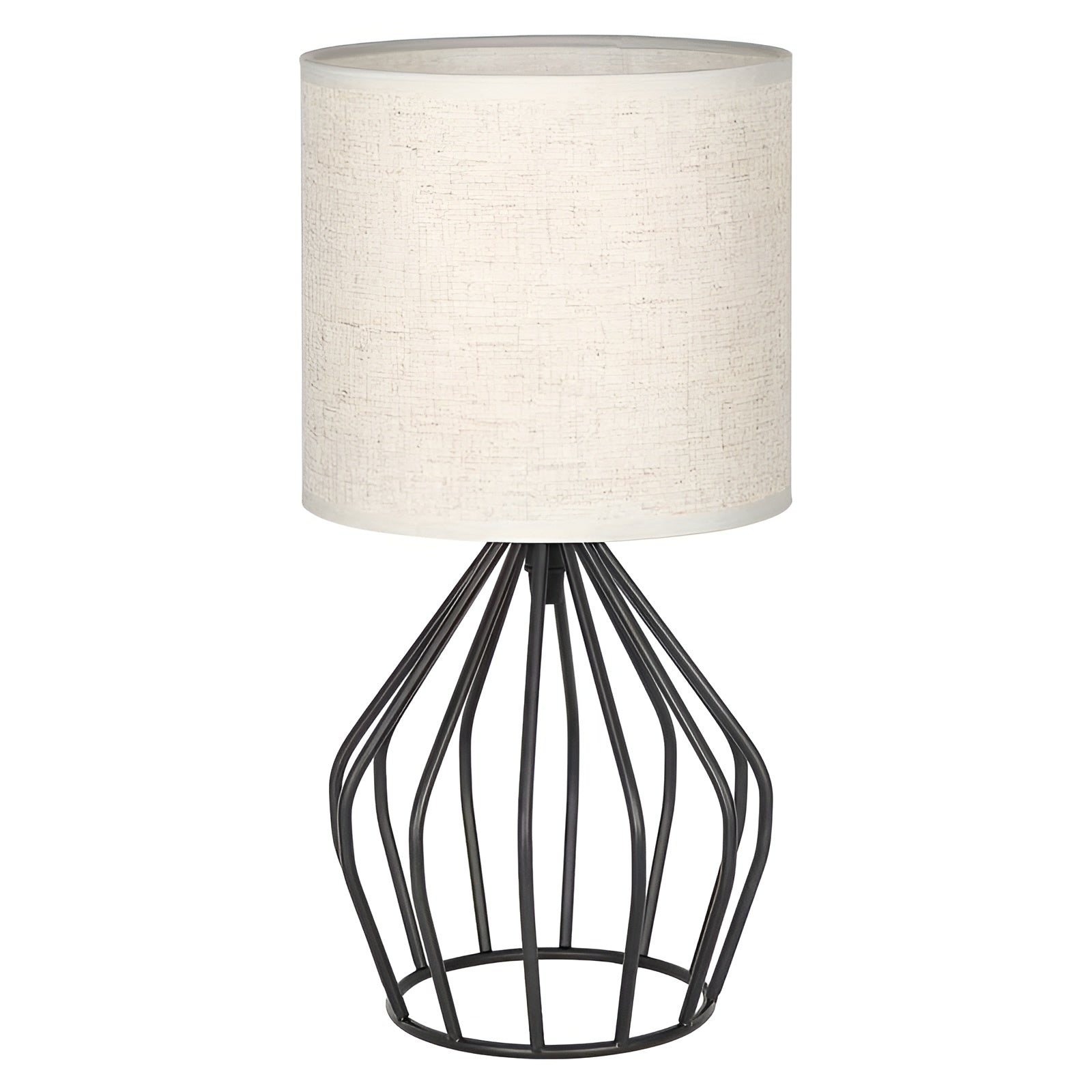 Linen Shade Table Lamp - Elegant Metal Base Light
