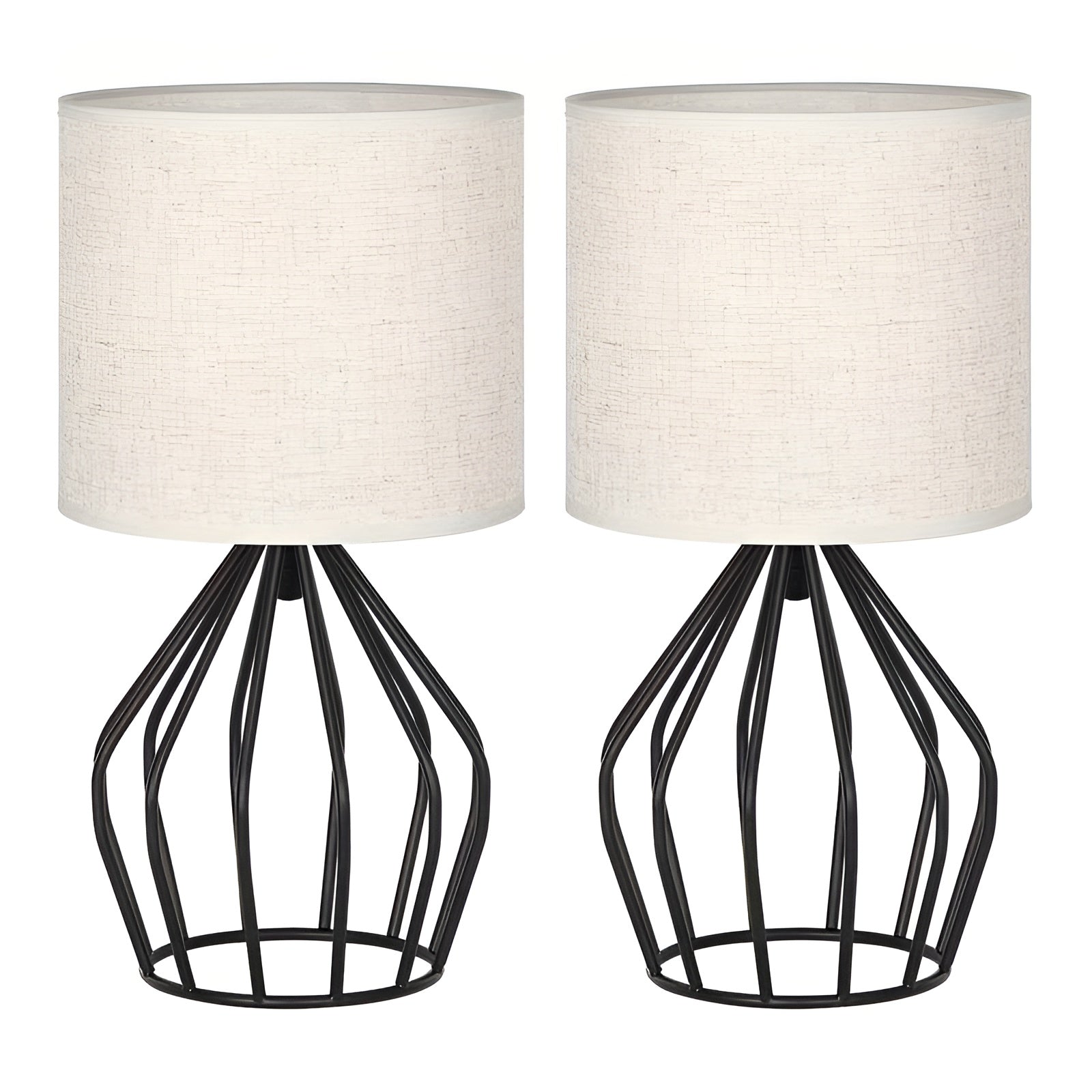 Linen Shade Table Lamp - Elegant Metal Base Light