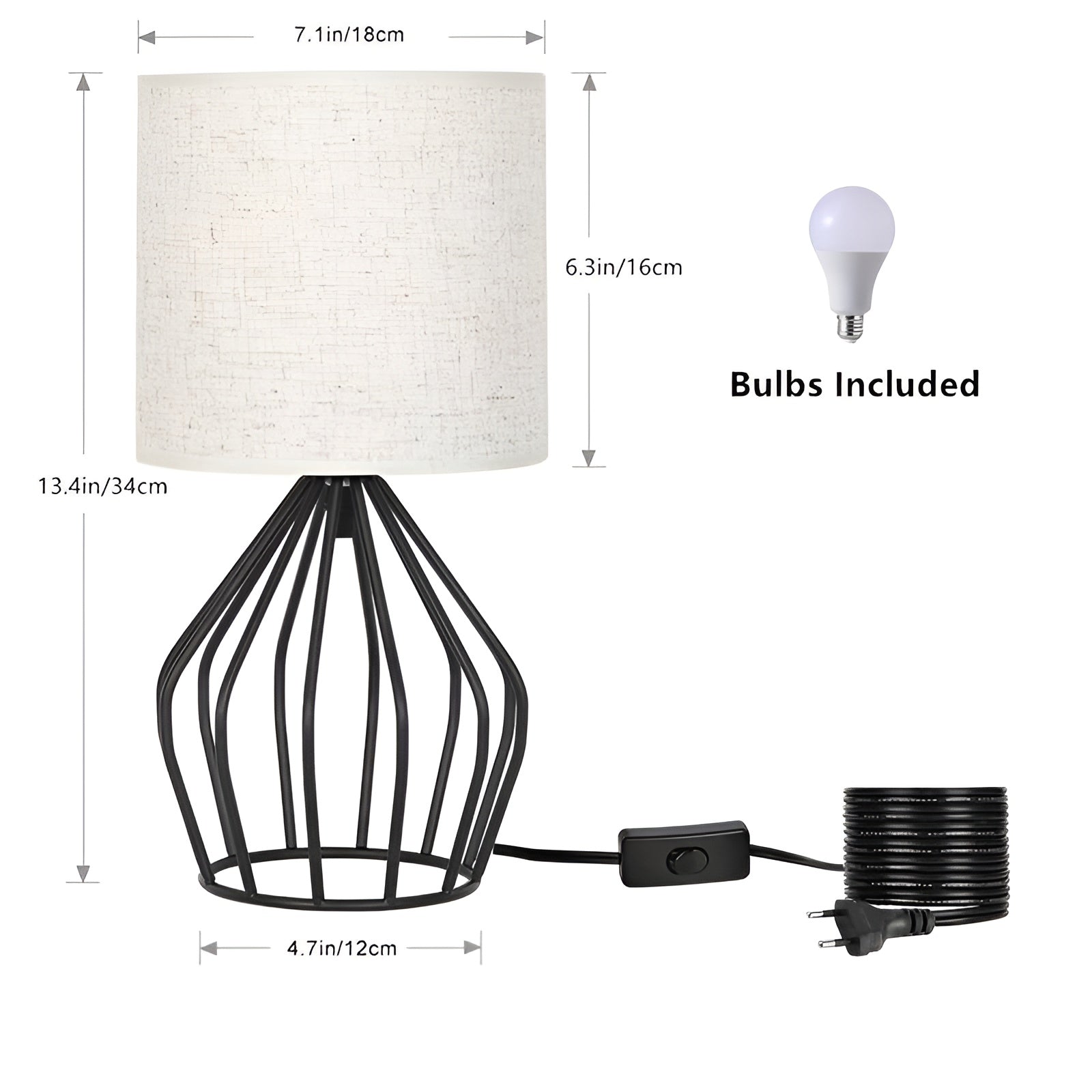 Linen Shade Table Lamp - Elegant Metal Base Light