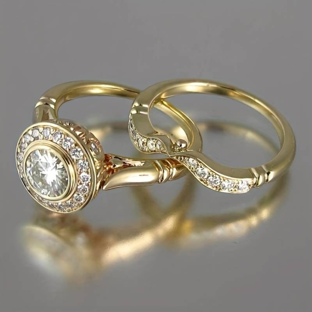 Celestia - Gold Zirconia Ring Set for Women