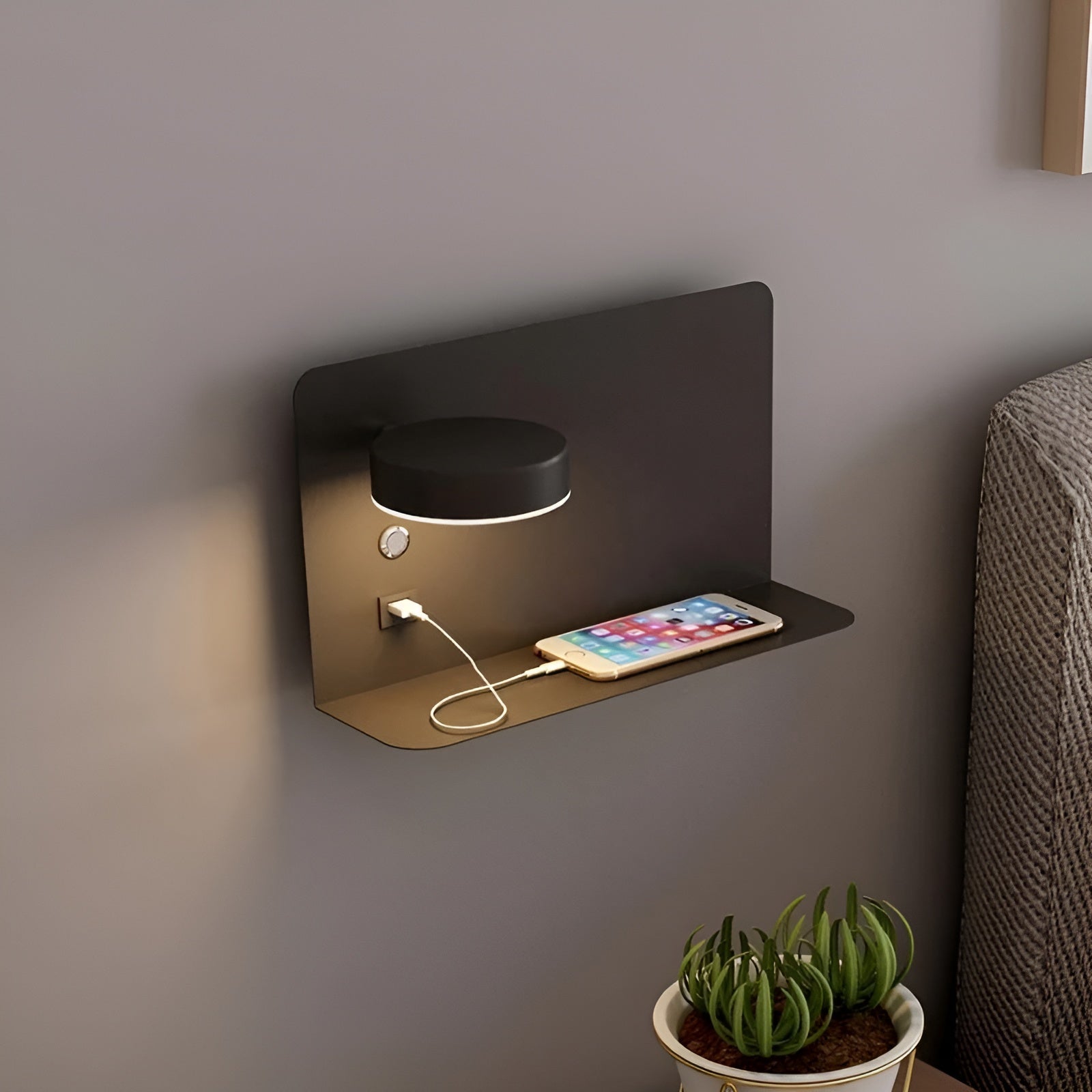 LumiCharge | Sleek Modern USB Wall Sconce Lighting with LED Illumination 0