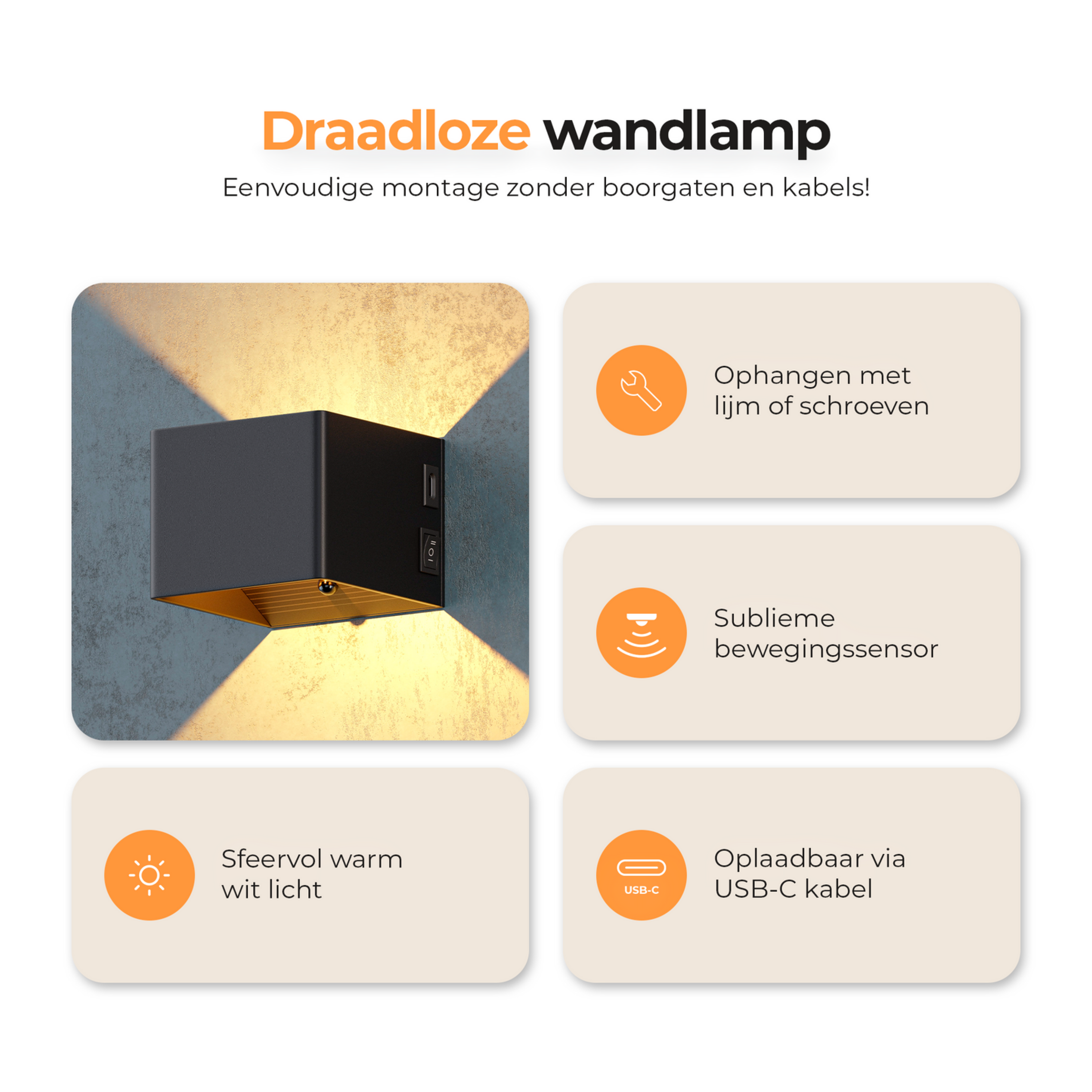 Luminara | Elegant Wireless Rechargeable LED Wall Lamp 6