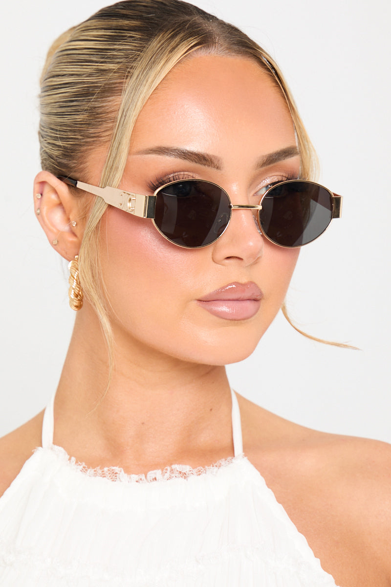 Luxury Round Sunglasses - Elegant Gold-Accented Vintage Style with UV Protection 2