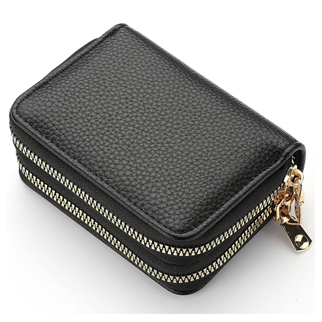 MiniWallet - Compact Lychee Print Wallet with Double Zip