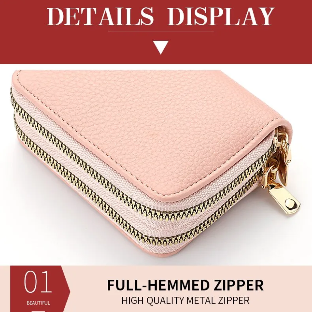 MiniWallet - Compact Lychee Print Wallet with Double Zip