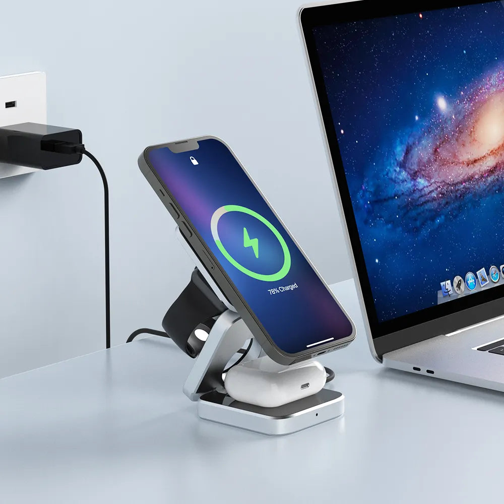 PowerFlex 3-in-1 Wireless Charging Station - Magnetic & Foldable
