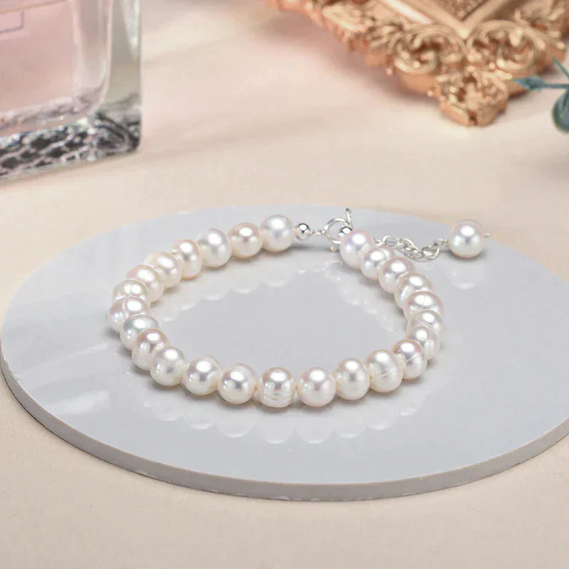 PearlGlow Bracelet - Silver Freshwater Pearl Bracelet