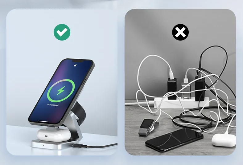 PowerFlex 3-in-1 Wireless Charging Station - Magnetic & Foldable