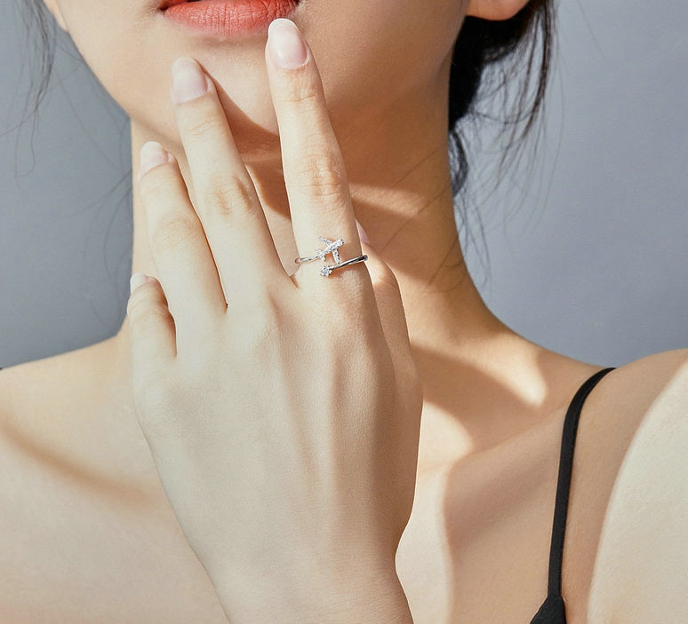 Airplane - Adjustable 925 Silver Ring