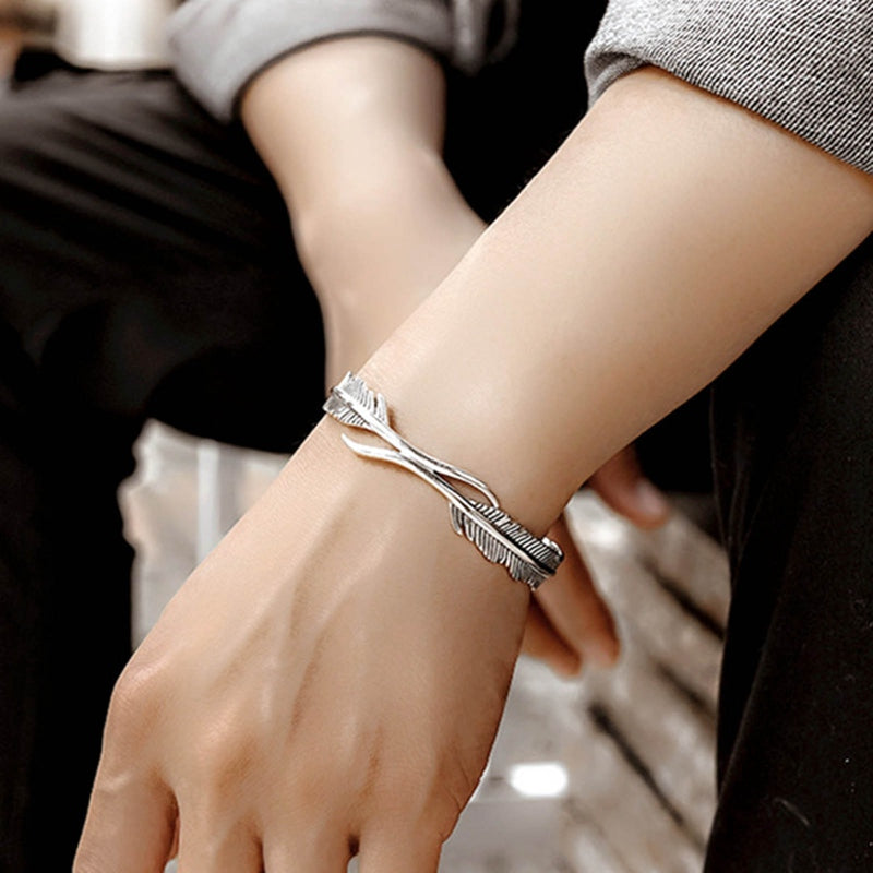 Silver Feather - Adjustable Bracelet for Women