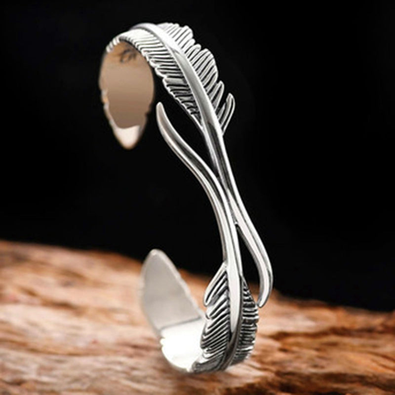 Silver Feather - Adjustable Bracelet for Women