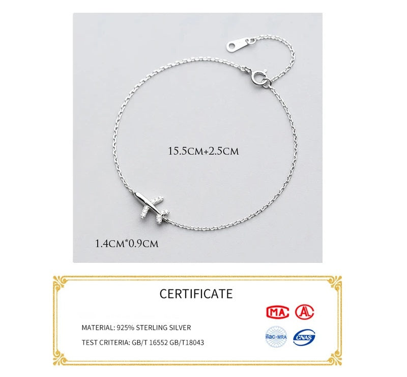 SkyFly Bracelet - Sterling Silver Airplane Travel Bracelet