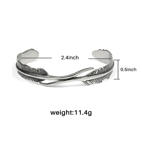 Silver Feather - Adjustable Bracelet for Women