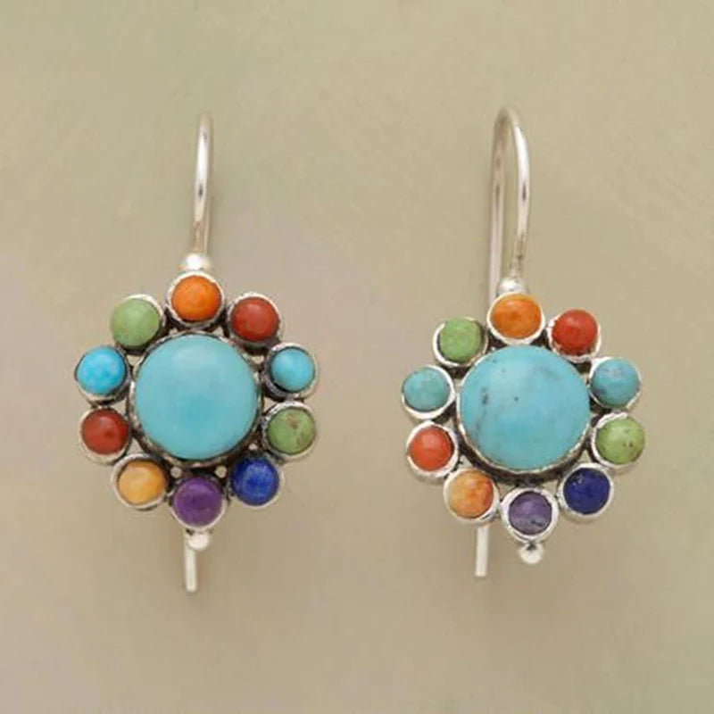 Selina - Vibrant Turquoise Round Earrings for Women