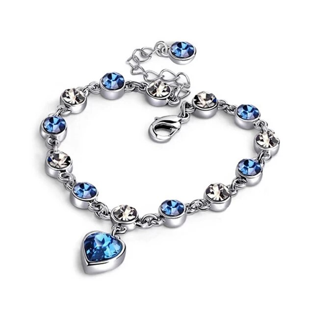 Enchanting Ocean Heart Crystal Bracelet - Blue Charm