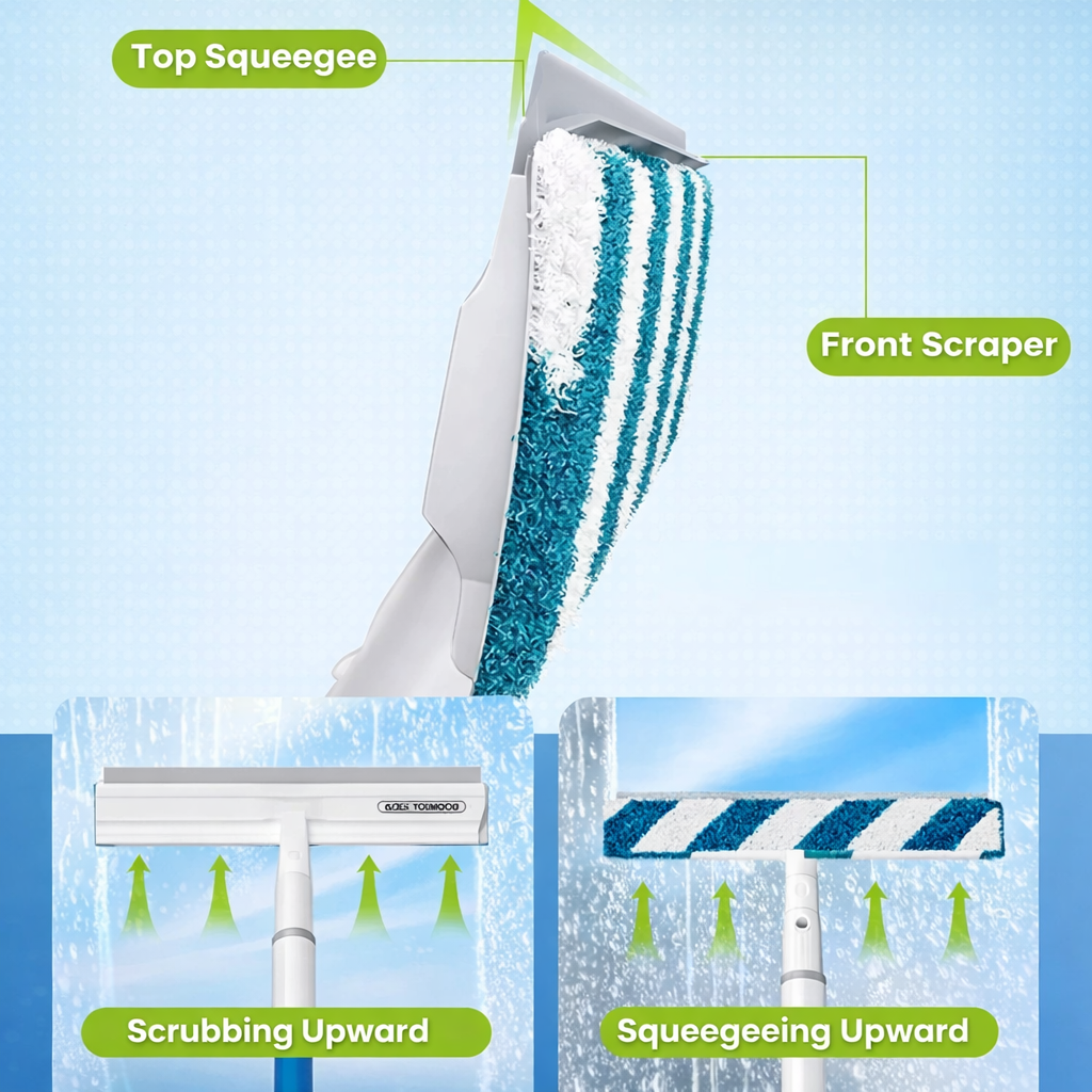 Maison Elmora | 3-in-1 Window Cleaner with Telescopic Handle & Rotating Head | Efficient Design for Spotless Surfaces 2