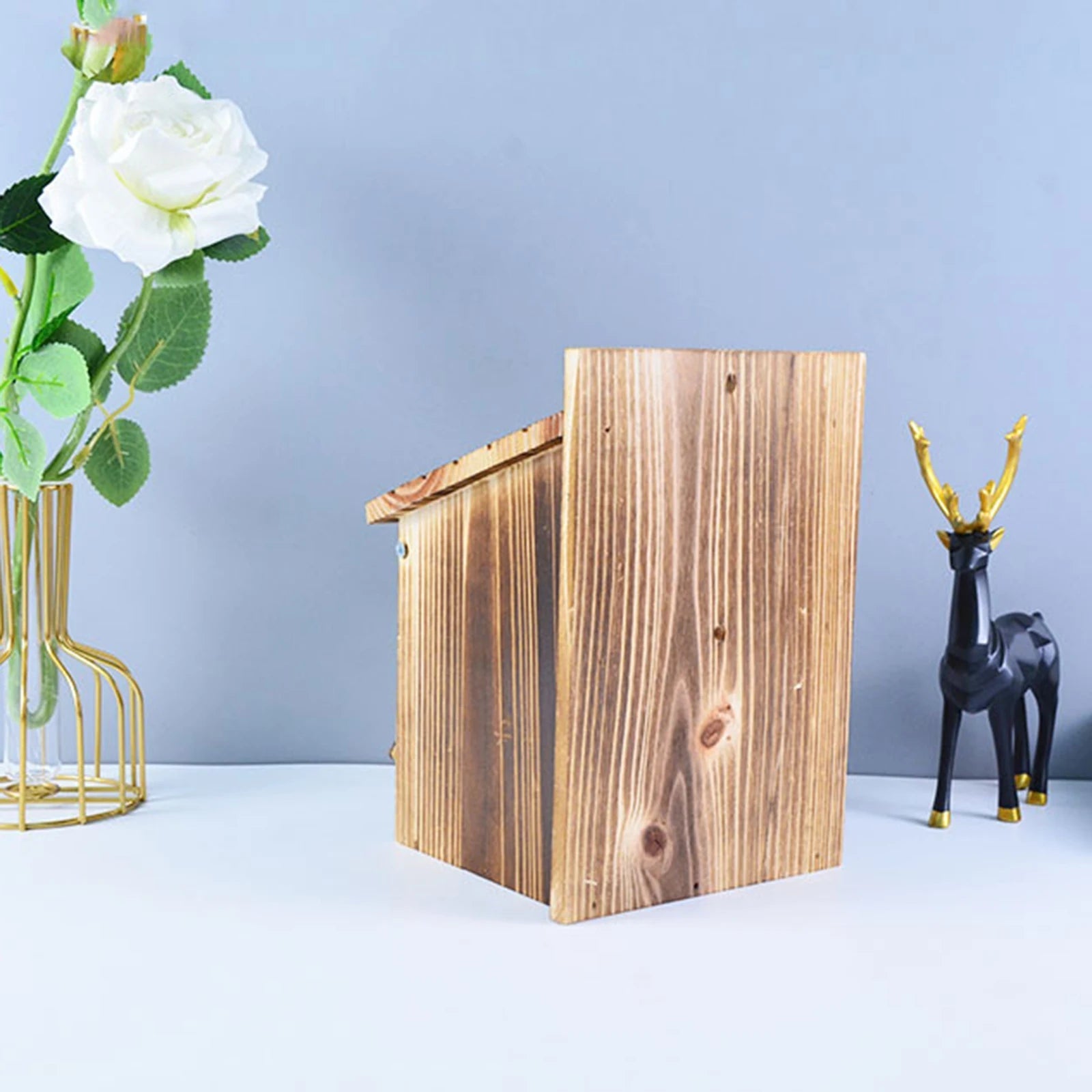 Maison Elmora | Natural Wooden Bird Nest Box with Easy Access Cleaning Door | Charming Habitat for Garden Birds 2