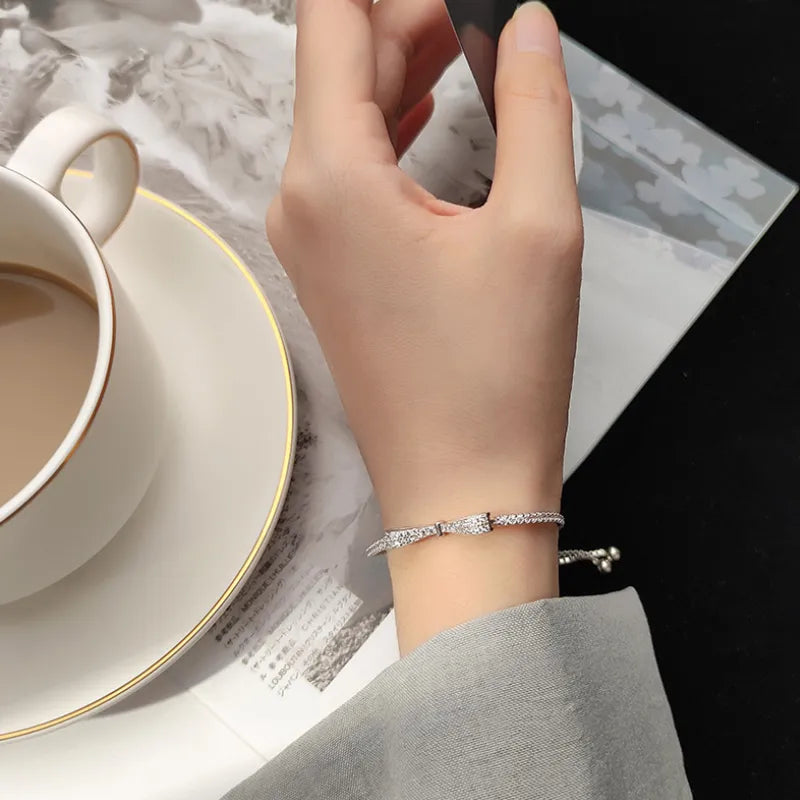 SparkleTennis Bracelet - Elegant Silver Bracelet with Zirconia Stones