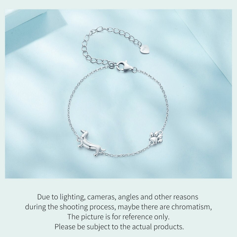 Dachshund Bracelet - Sterling Silver Sausage Dog Charm Bracelet