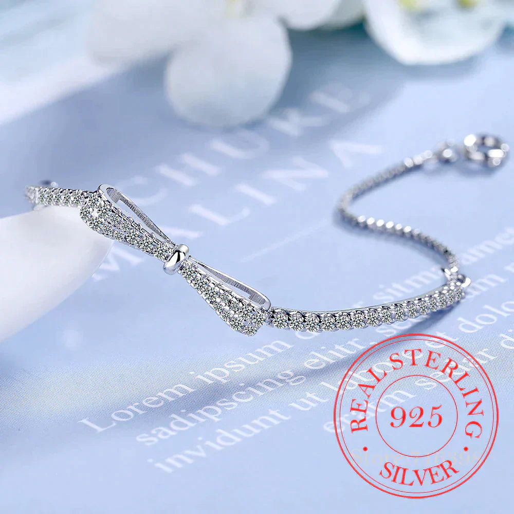 SparkleTennis Bracelet - Elegant Silver Bracelet with Zirconia Stones