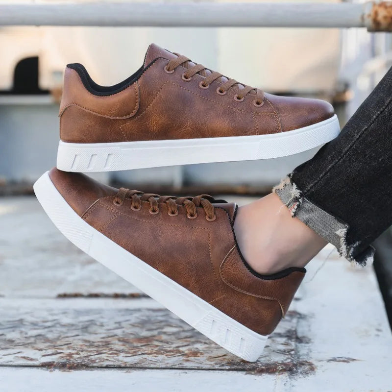 Men's Classic Vegan Leather Lace-Up Shoes - Stylish Lightweight Footwear for Everyday Comfort 4