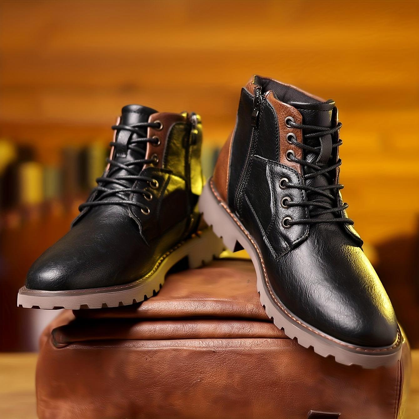 Men's Elegant Leather Dress Boots - Stylish Zippered Footwear for Formal Occasions 2