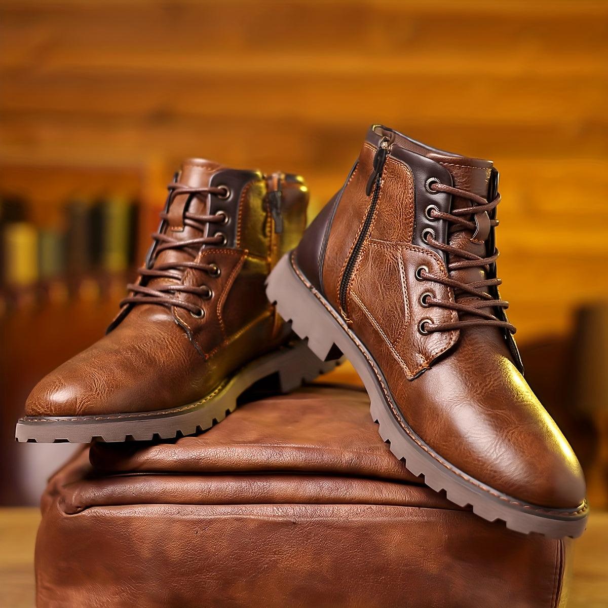 Men's Elegant Leather Dress Boots - Stylish Zippered Footwear for Formal Occasions 4