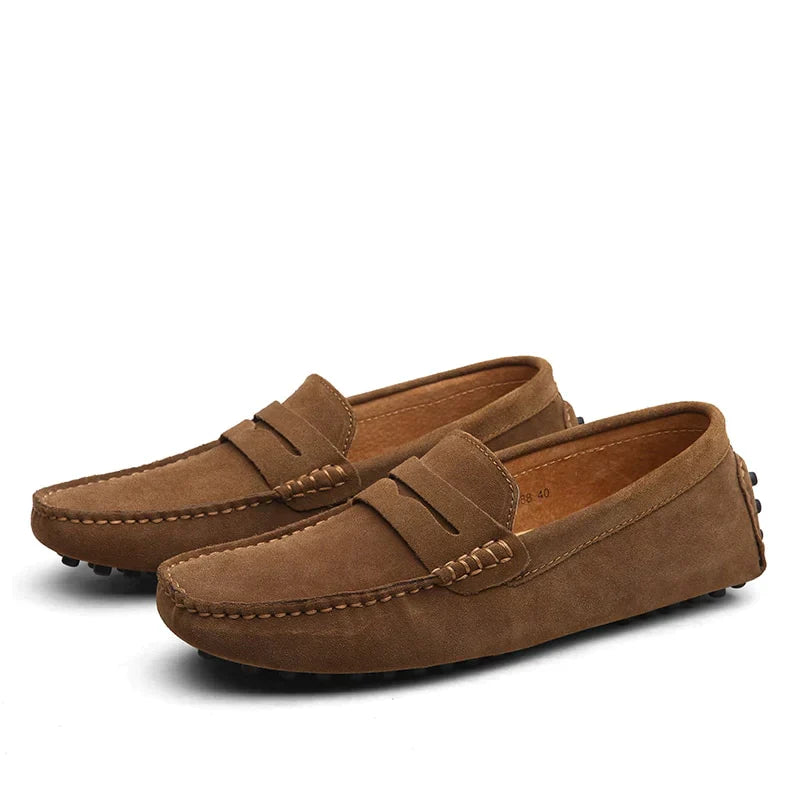 Men's Suede Loafers - Chic Brown Slip-On Shoes for Versatile Everyday Style 0