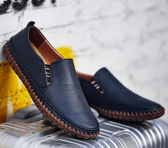 Men's Vegan Leather Loafers - Stylish Brown Comfort Shoes for Everyday Wear 0