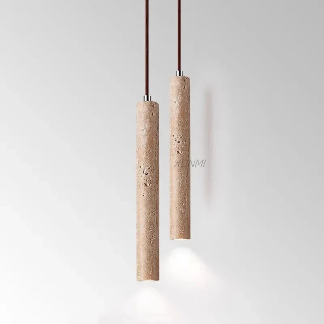 Minimalist Wabi-Sabi | Modern Pendant Lamps for Dining Room with LED Lighting | Elegant Natural Travertine Design for Warm Atmosphere 1