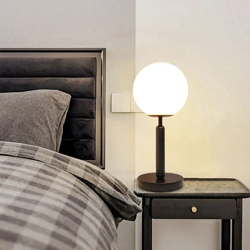 GlowSphere Brass Table Lamp - Glass Ball LED Light