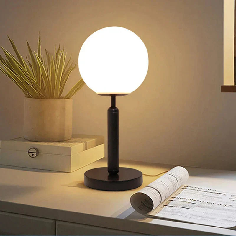 GlowSphere Brass Table Lamp - Glass Ball LED Light