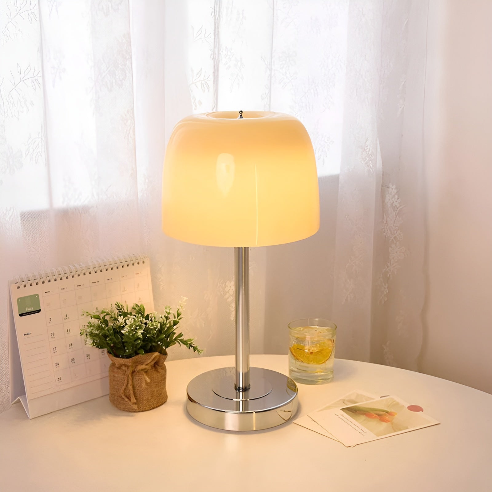 Glass Mushroom Table Lamp - Modern LED Accent Light