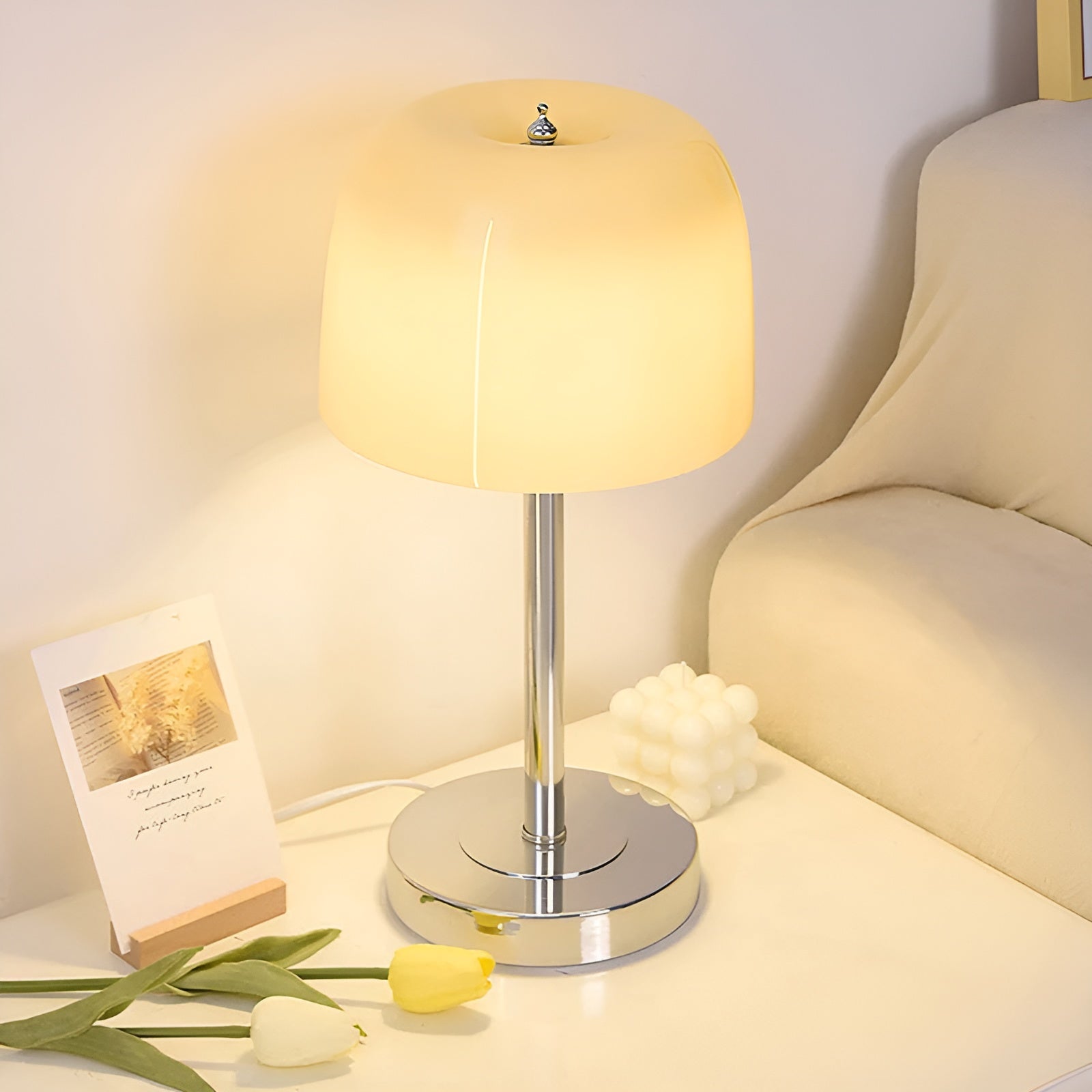 Glass Mushroom Table Lamp - Modern LED Accent Light