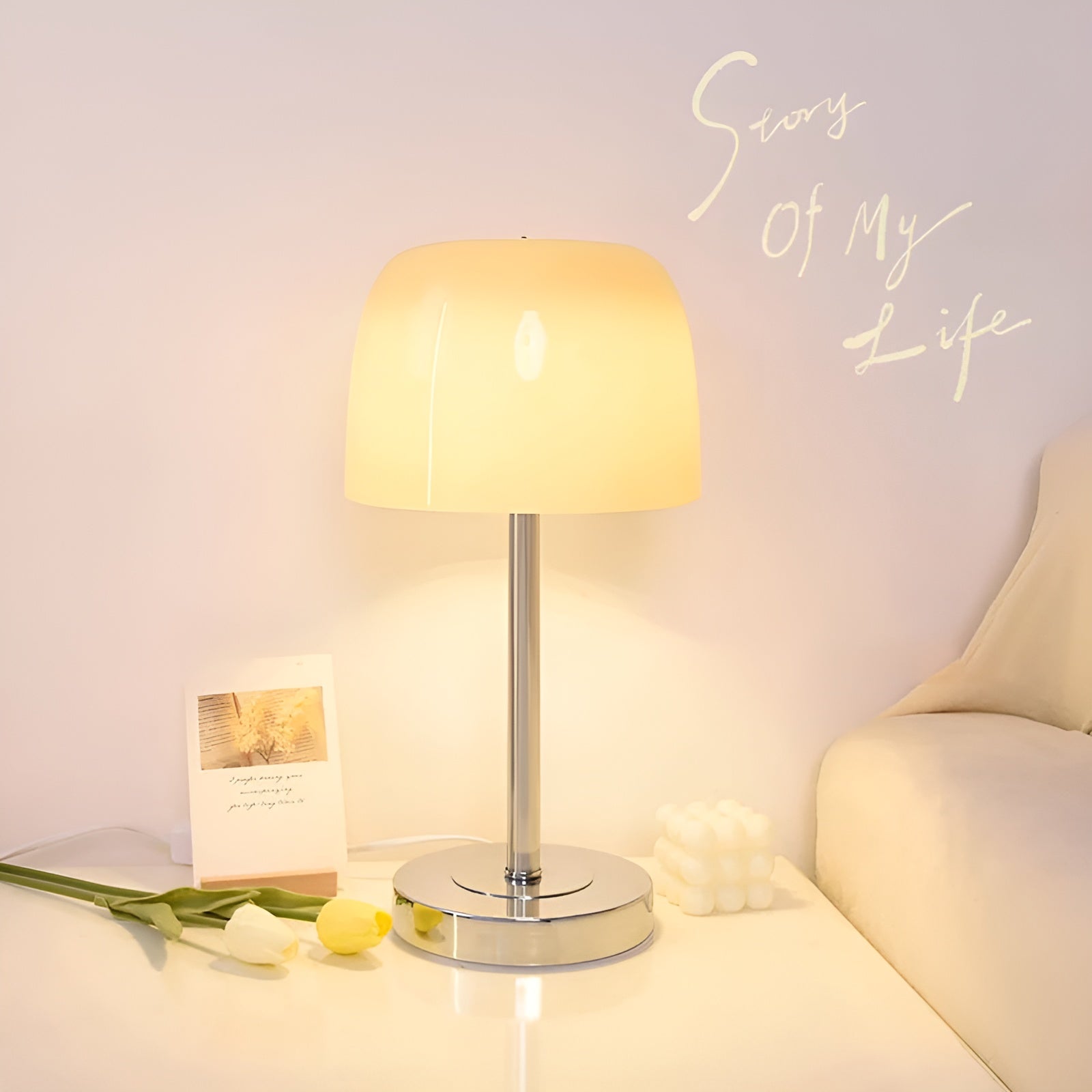 Glass Mushroom Table Lamp - Modern LED Accent Light