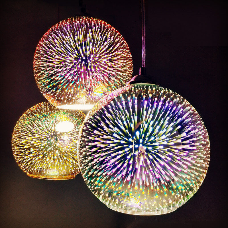 Modern Glass Pendant Light | 3D Fireworks Design with Adjustable Cable | Stunning Kitchen Pendant Lighting for Ambient Illumination 1