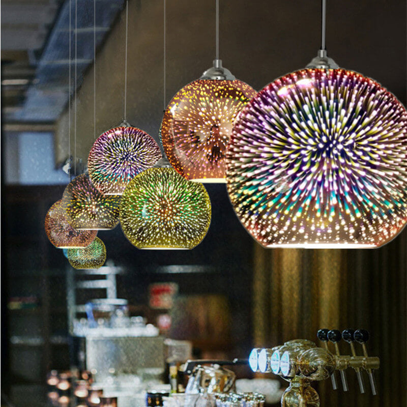 Modern Glass Pendant Light | 3D Fireworks Design with Adjustable Cable | Stunning Kitchen Pendant Lighting for Ambient Illumination 2