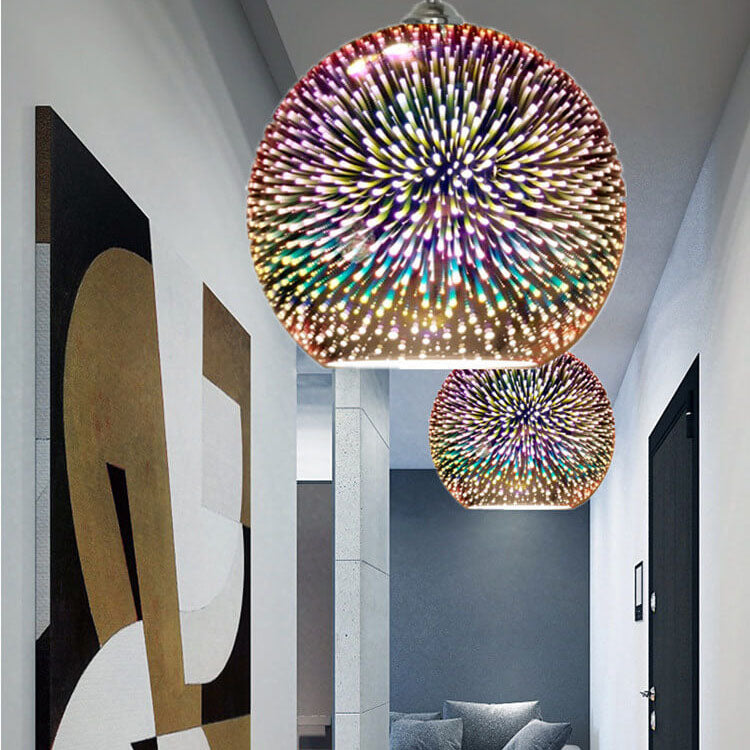 Modern Glass Pendant Light | 3D Fireworks Design with Adjustable Cable | Stunning Kitchen Pendant Lighting for Ambient Illumination 8